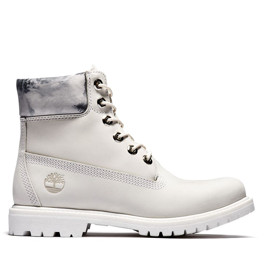 Bocanci 6-Inch Timberland Dama Albi - Premium Waterproof - Romania - FQLHVN431